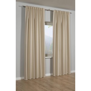 Bennetti Dimout Schal Natur, 140x245 cm, blickdichter Fenstervorhang mit Gardinenband.