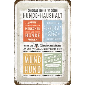 Nostalgic-Art Blechschild mit Hunde-Hausregeln, 20x30 cm, Vintage-Design für Hunde-Fans.