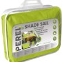 Verpacktes Perel Viereck-Sonnensegel, 500x500 cm, limegrün, UV-Schutz, wasserabweisend.