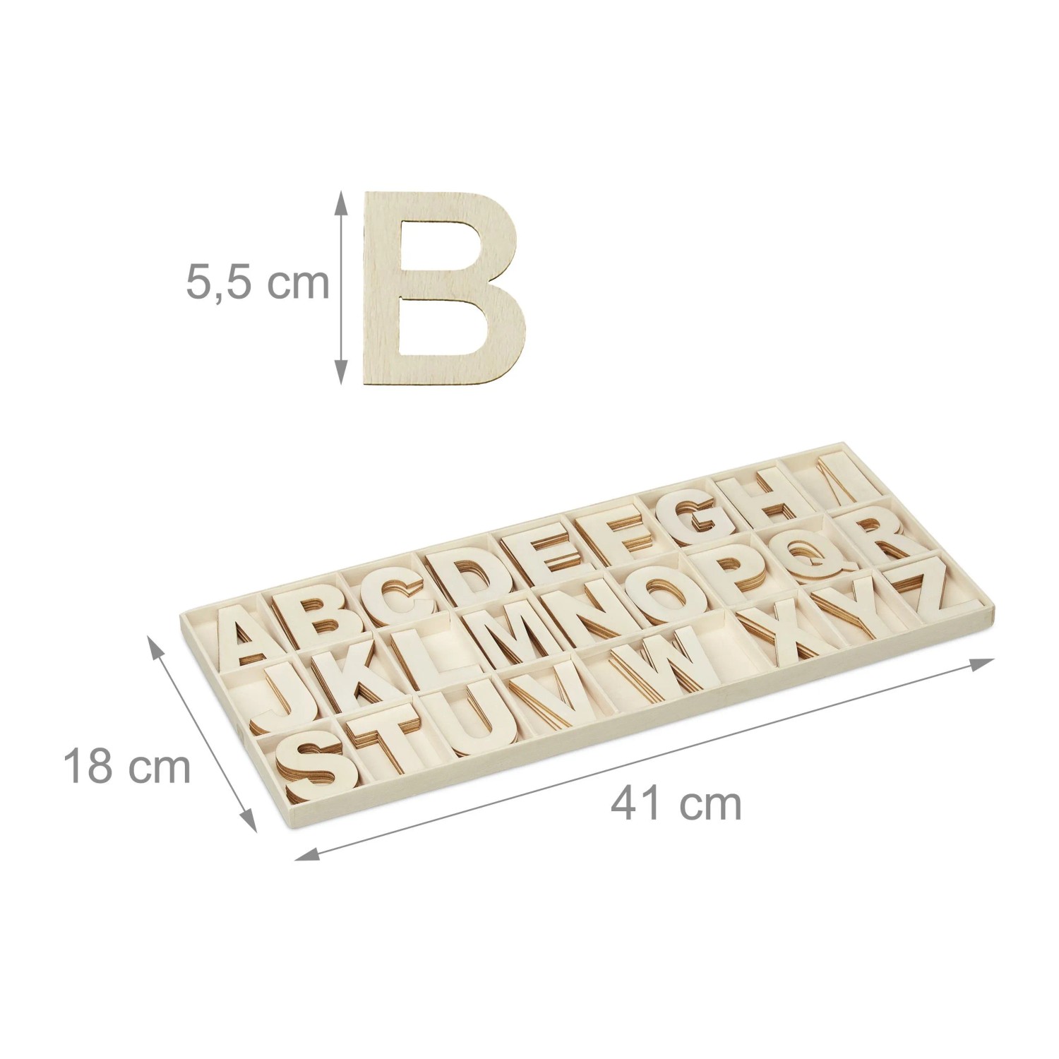 Relaxdays Holzbuchstaben Set Holz Natur Mit Sortierkasten 1,5 x 41 x 18 cm 280 g_4