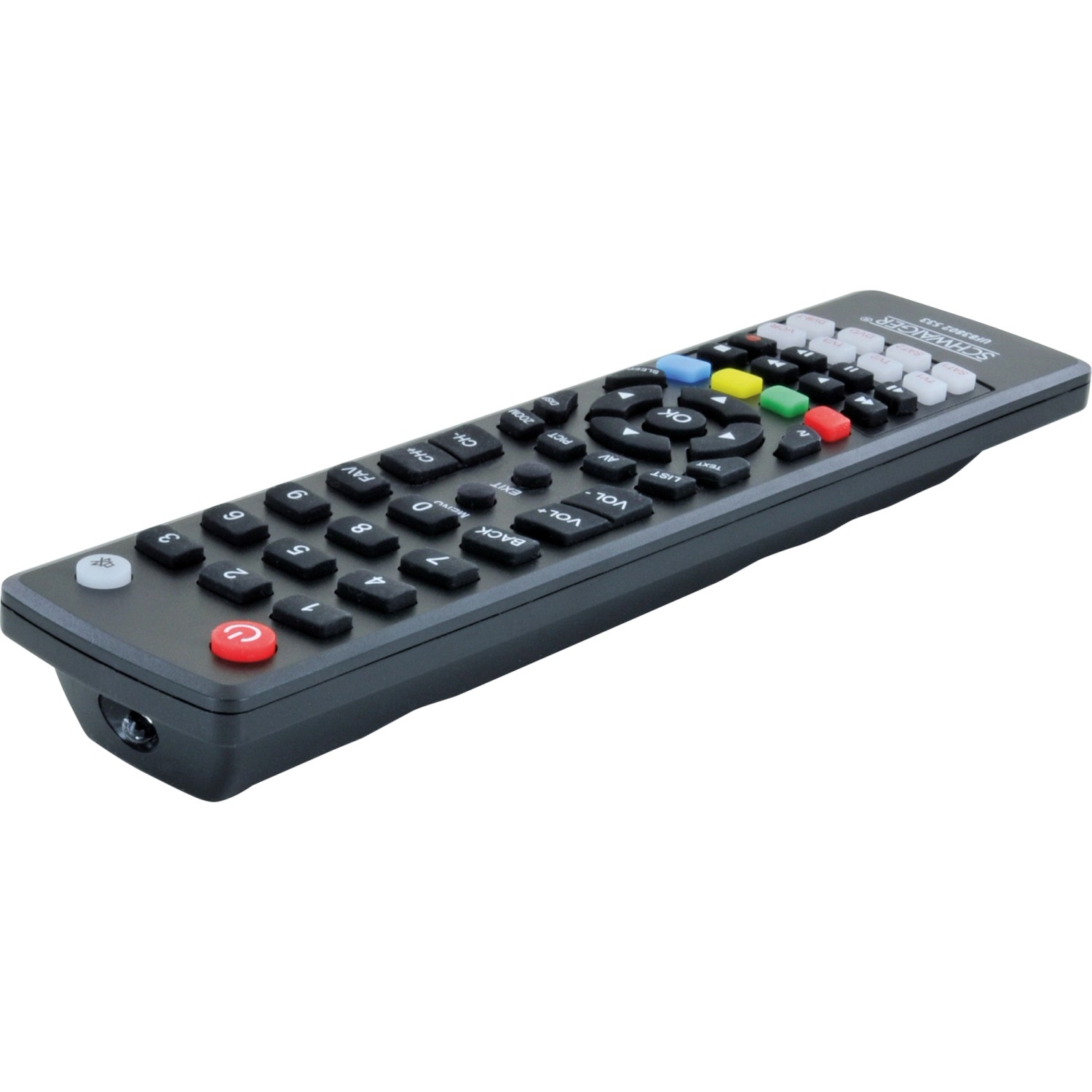 Schwaiger Universalfernbedienung 8 in 1 für Audio-Zubehör, Nahaufnahme.