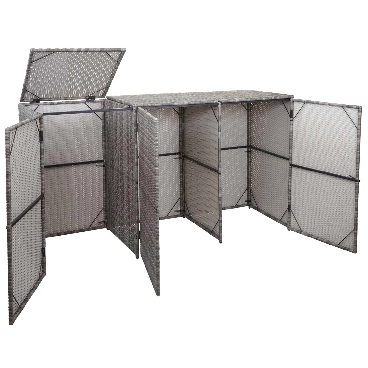 MCW 3er-Mülltonnenverkleidung E25 3x120l Grau 110x195x66cm_7