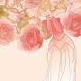 Komar Wandbild Sleeping Beauty Roses, 50x70 cm, mit Dornröschen und Rosen in zarten Farben.