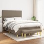 Boxspringbett Taupe (140x200 cm) mit Matratze und Bank. Stoffbezug.