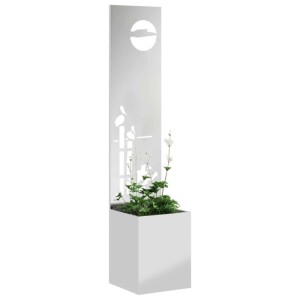 vidaXL Garten-Sichtschutz Leinwand Silber, verzinkter Stahl mit dekorativen Intarsien.