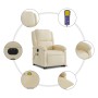 Elektrischer Massagesessel mit Aufstehhilfe, creme Stoff, mit Fernbedienung und Details.