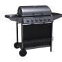 Schwarzer Tepro Gasgrill Hampton 6 mit Seitenkocher und sechs Brennern.