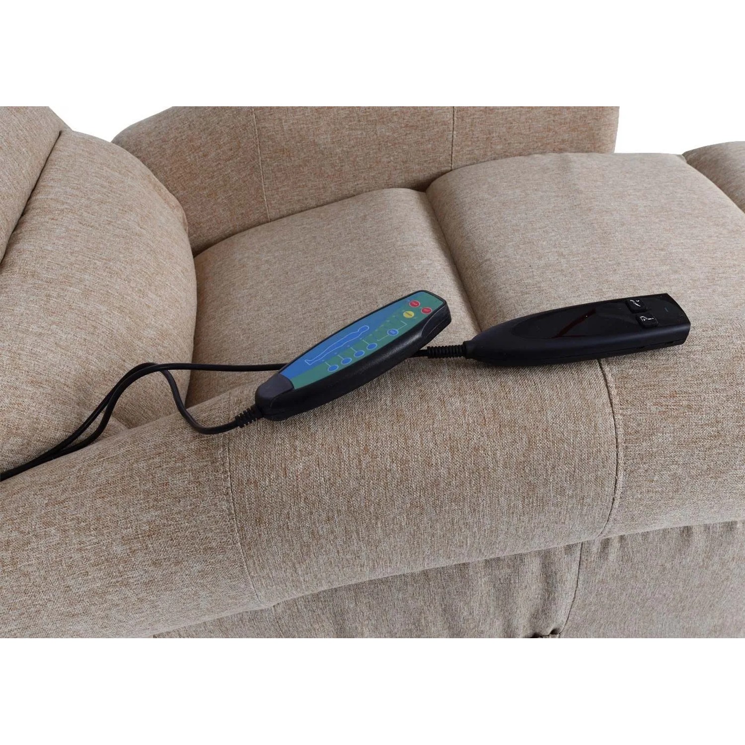 Berlinlodge Massage-Fernsehsessel HxBxT 144x83x83 cm Sitzhöhe 50 cm Liegefunktion Aufstehhilfe Heizfunktion Stoff/Textil Beige-Braun Massagesessel_7