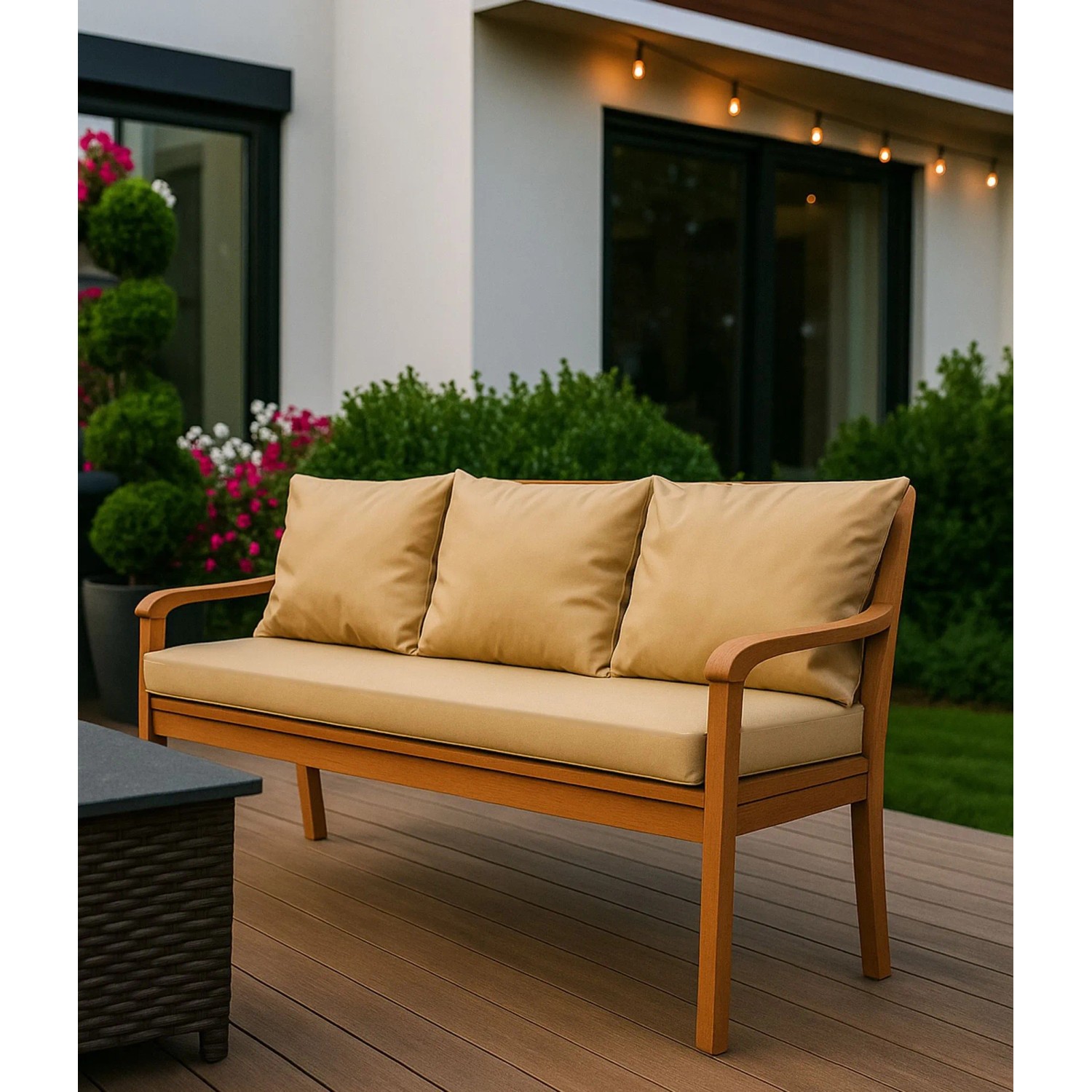 Beige Gartenbankauflage: Setgarden Mix Bench Kissen für 3-Sitzer Bänke, 160x60 cm.