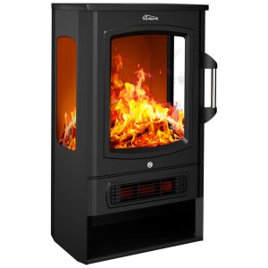 Schwarzer TroniTechnik Elektrokamin mit LED-Flammeneffekt und 2000 Watt Leistung.