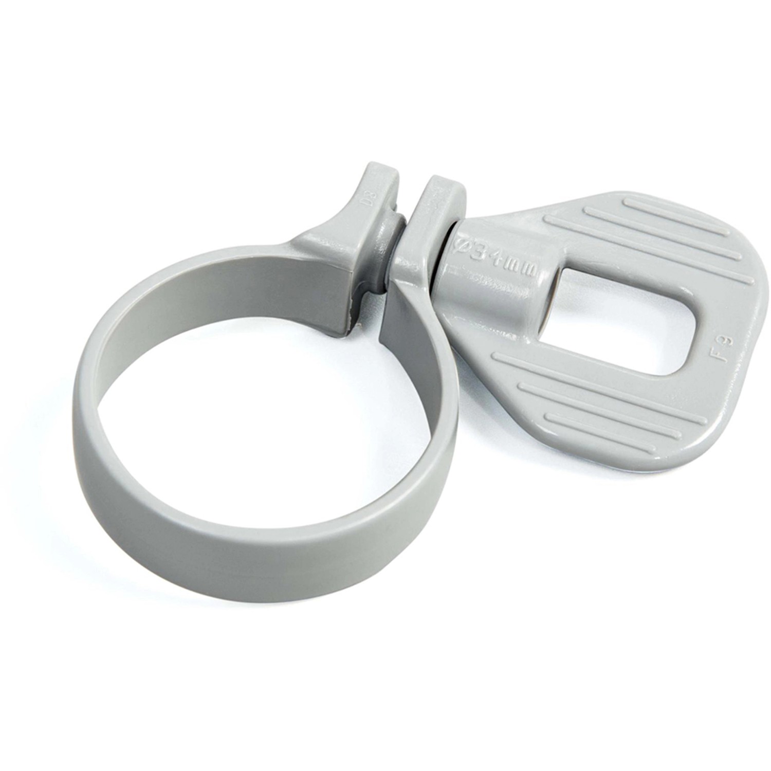 Graue Schlauchschelle für Bestway Pool Heizgerät, Detailaufnahme.