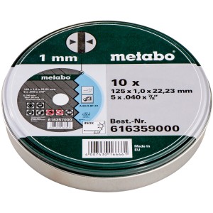 Metabo Trennscheiben Metall 125mm, 10er-Pack in Metalldose. Zubehör für Winkelschleifer.