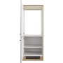 Flex-Well Exclusiv Demi-Geräteschrank Cara, 60cm, Schilfgrün/Artisan Eiche, mit offenstehender Tür und Einlegeböden.
