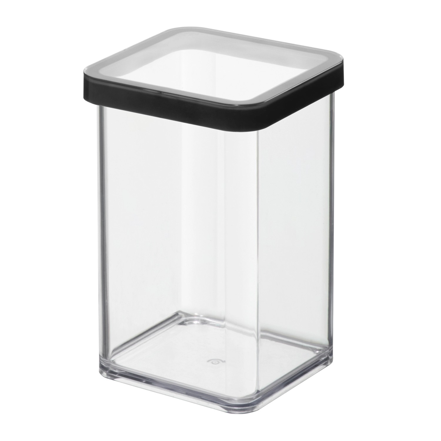 Rotho Dose Loft Premium Quadratisch 1, Transparent-Schwarz