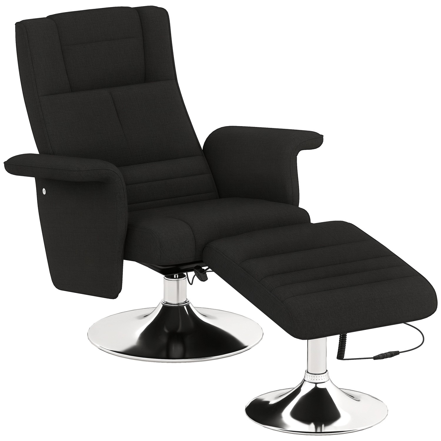 HOMCOM Massagesessel mit Fußhocker Polyester Stahl Schwarz 78L x 95B x 88H cm
