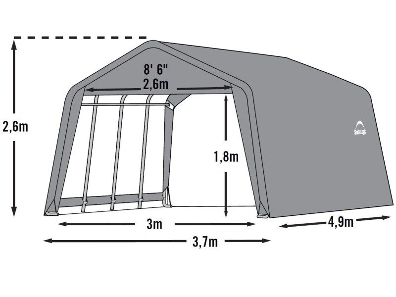 ShelterLogic Garage-in-a-Box 18,13 m² Grau 490 cm x 370 cm x 260 cm kaufen  bei OBI