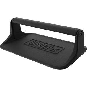 Schwarze Weber Hamburgerpresse aus Gusseisen für Grillplatten, 23x15 cm.