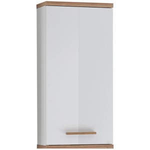 Pelipal Bad-Hängeschrank Quickset 923 in Weiß Glanz-Riviera Eiche, 35,5 cm breit.