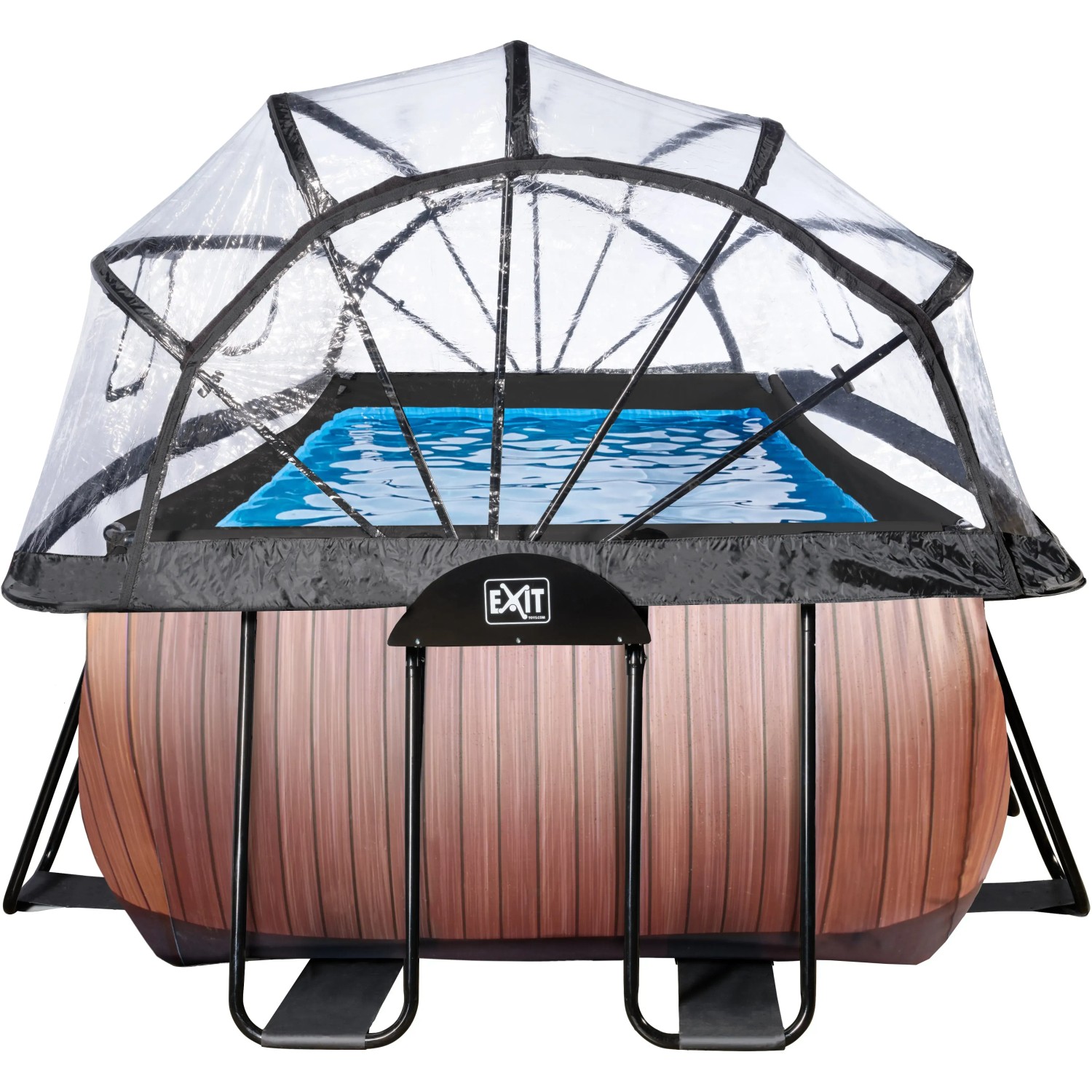 EXIT Wood Pool, 540x250x122cm, braun, mit Sandfilterpumpe und Abdeckung.