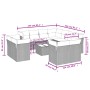 Braune vidaXL Garten-Sofagarnitur (12-tlg) aus Poly Rattan mit Kissen, Maße eingezeichnet.