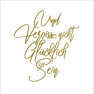 Pro Art Dekopanel „Glücklich Sein“ (30x30 cm) mit goldener Schrift auf weißem Grund.