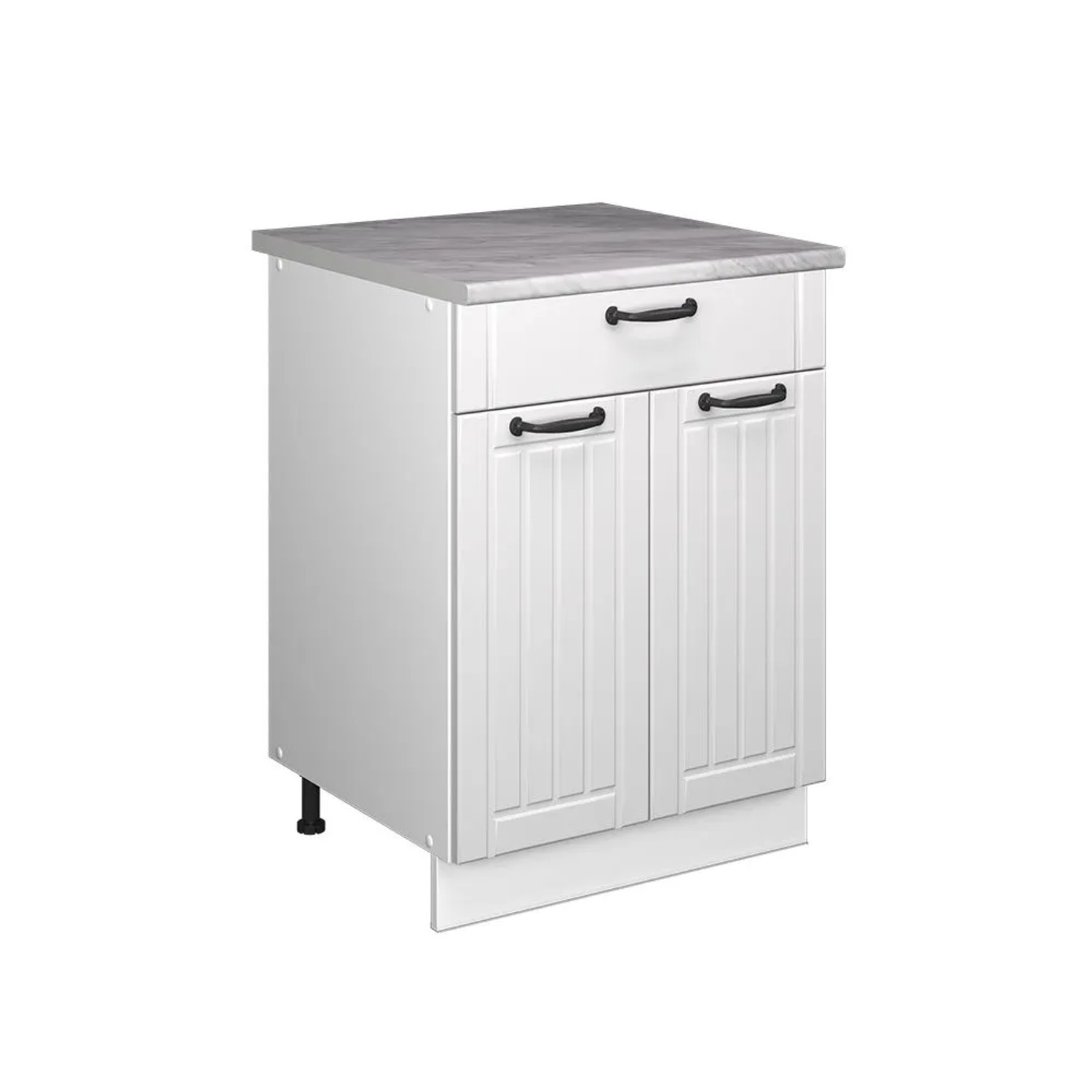 Vicco Unterschrank für Spüle/Kochfeld Fame-Line Weiß Landhaus/Weiß 60 x 82 mit Schublade AP Marmor Art Nr 60976