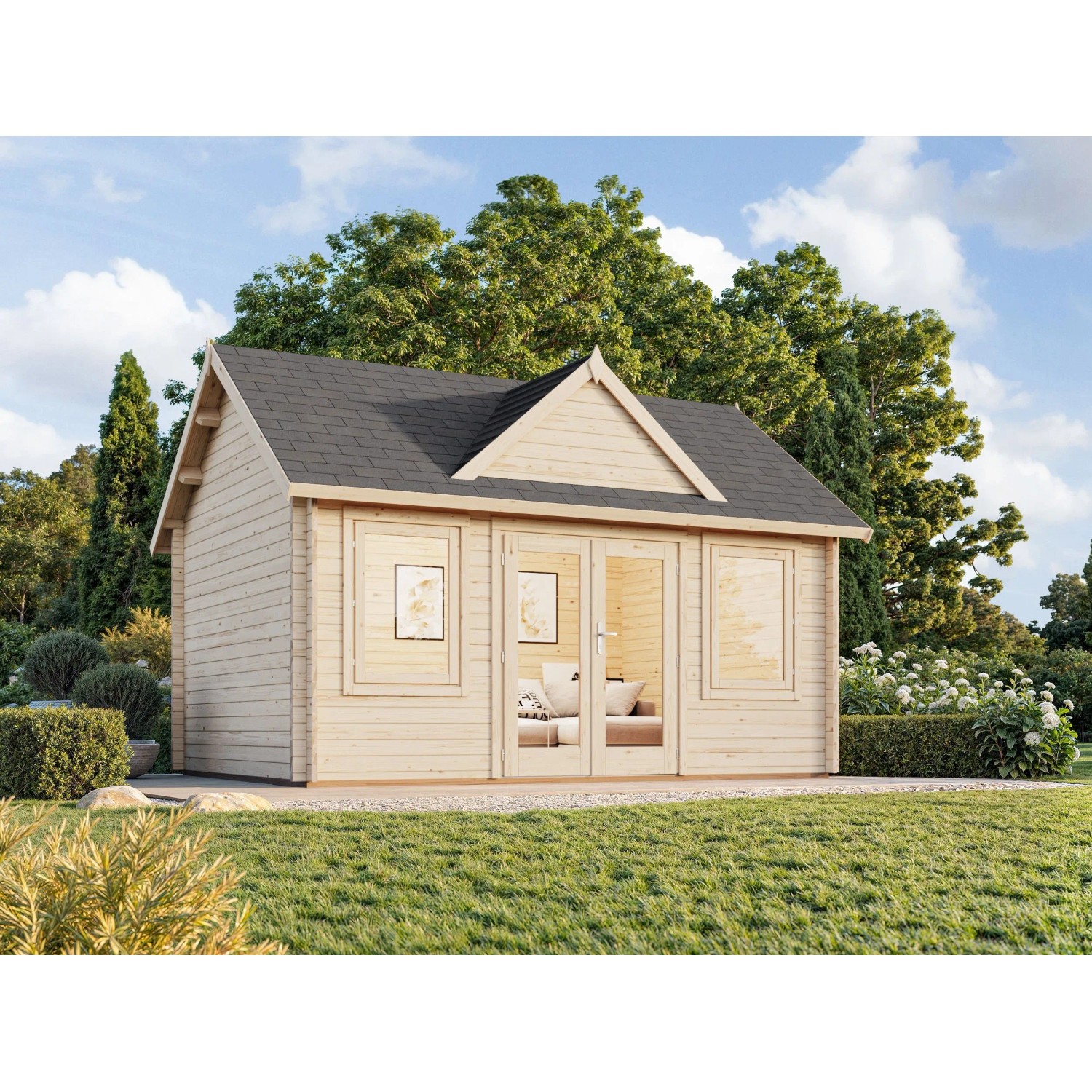 Palmako Gartenhaus Claudia 450 x 330 cm Tauchgrundiert Grau FSC® günstig online kaufen