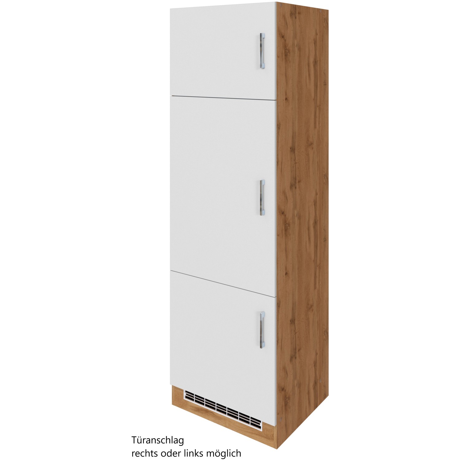 Held Möbel Kühlschrankumbau Sorrento B60 x H200 x T60 cm Nische Weiß-Wotaneiche