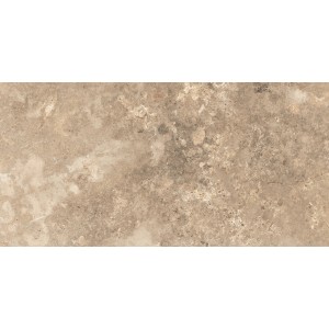 Matte, creme-farbene Bodenfliese in Travertin-Optik, 60x30 cm, aus Feinsteinzeug.