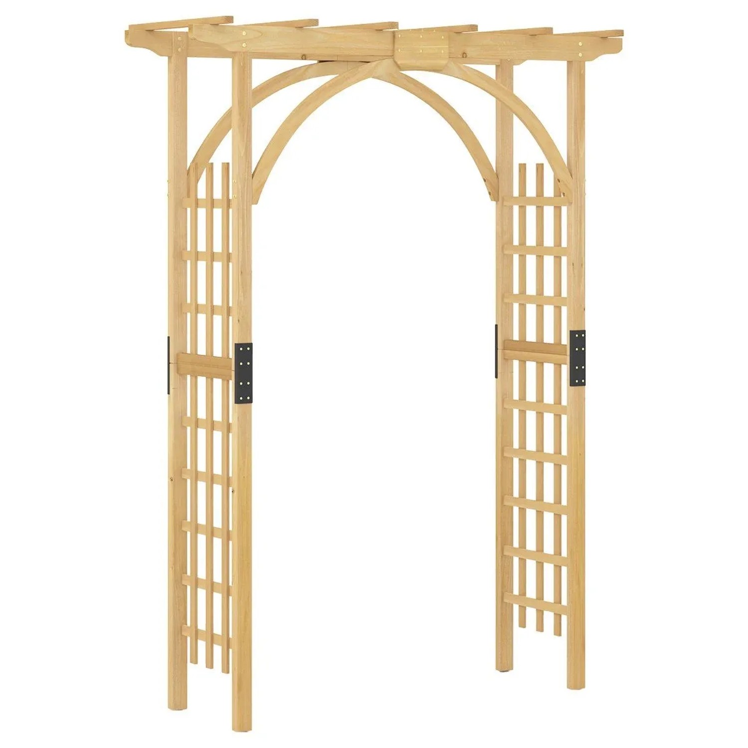 Costway Rosenbogen Gartenbogen für Kletterpflanzen & Hängende Körbe Natur