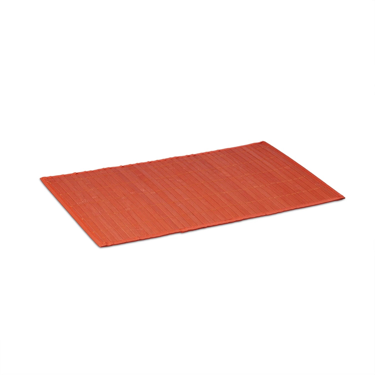 Relaxdays Tischset 6er Set Bambus Rot Rutschhemmend 45 cm x 30 cm