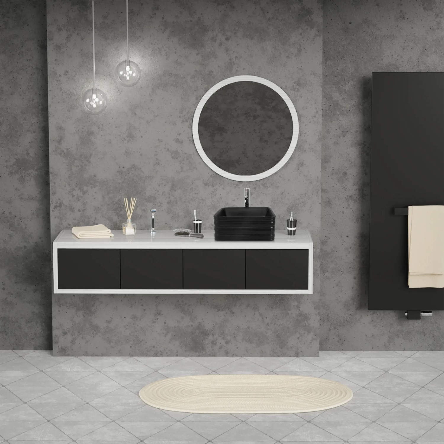 ML-Design Waschbecken, Keramik, Schwarz Matt, 39x39cm, quadratisch. Aufsatzwaschbecken im modernen Badezimmer.