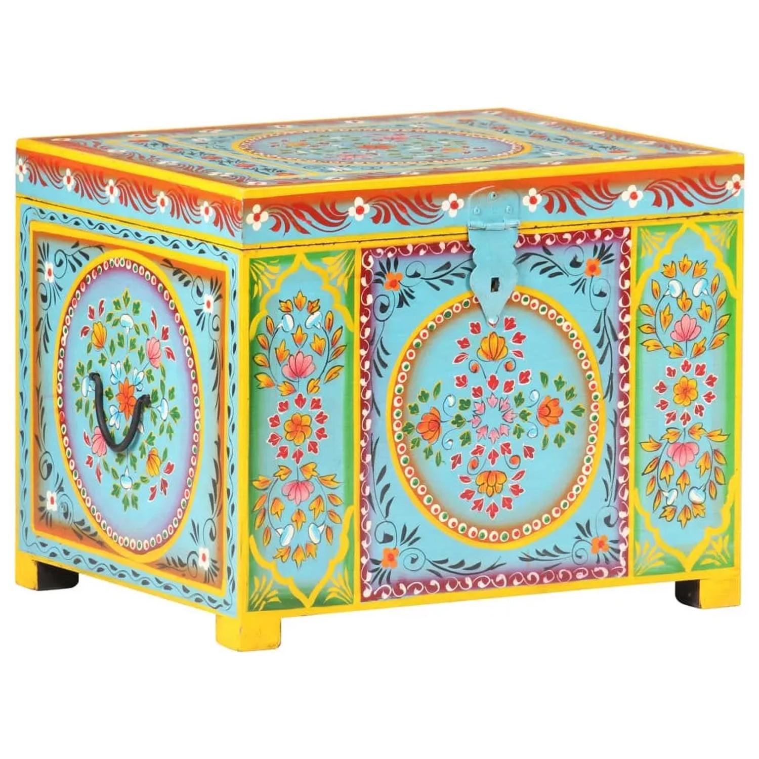 vidaXL Aufbewahrungsbox Handbemalt 50x40x40 cm Mango Massivholz 323540