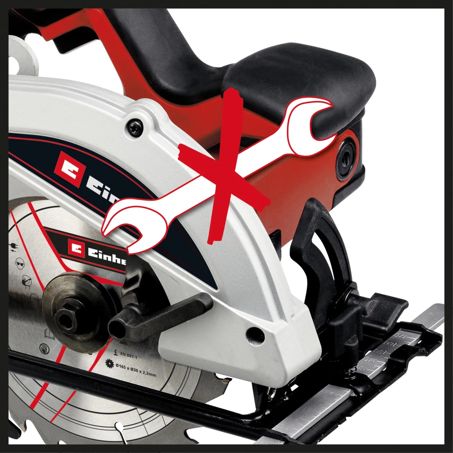Einhell TC-CS 1250 Handkreissäge mit HM-Sägeblatt und Spindelarretierung.