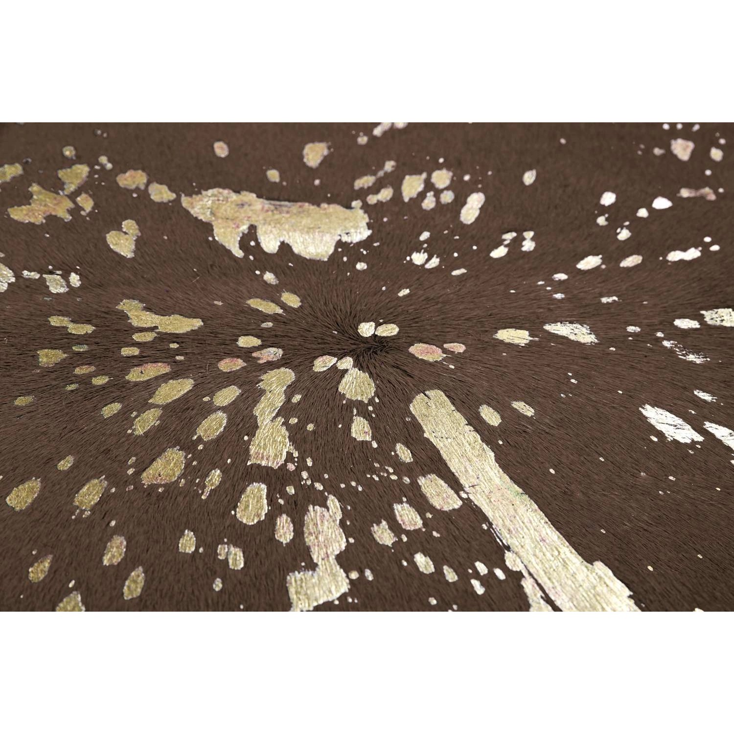 Brauner Leder Teppich mit goldenen Akzenten, MeGusta Animal Design, Kurzflorteppich