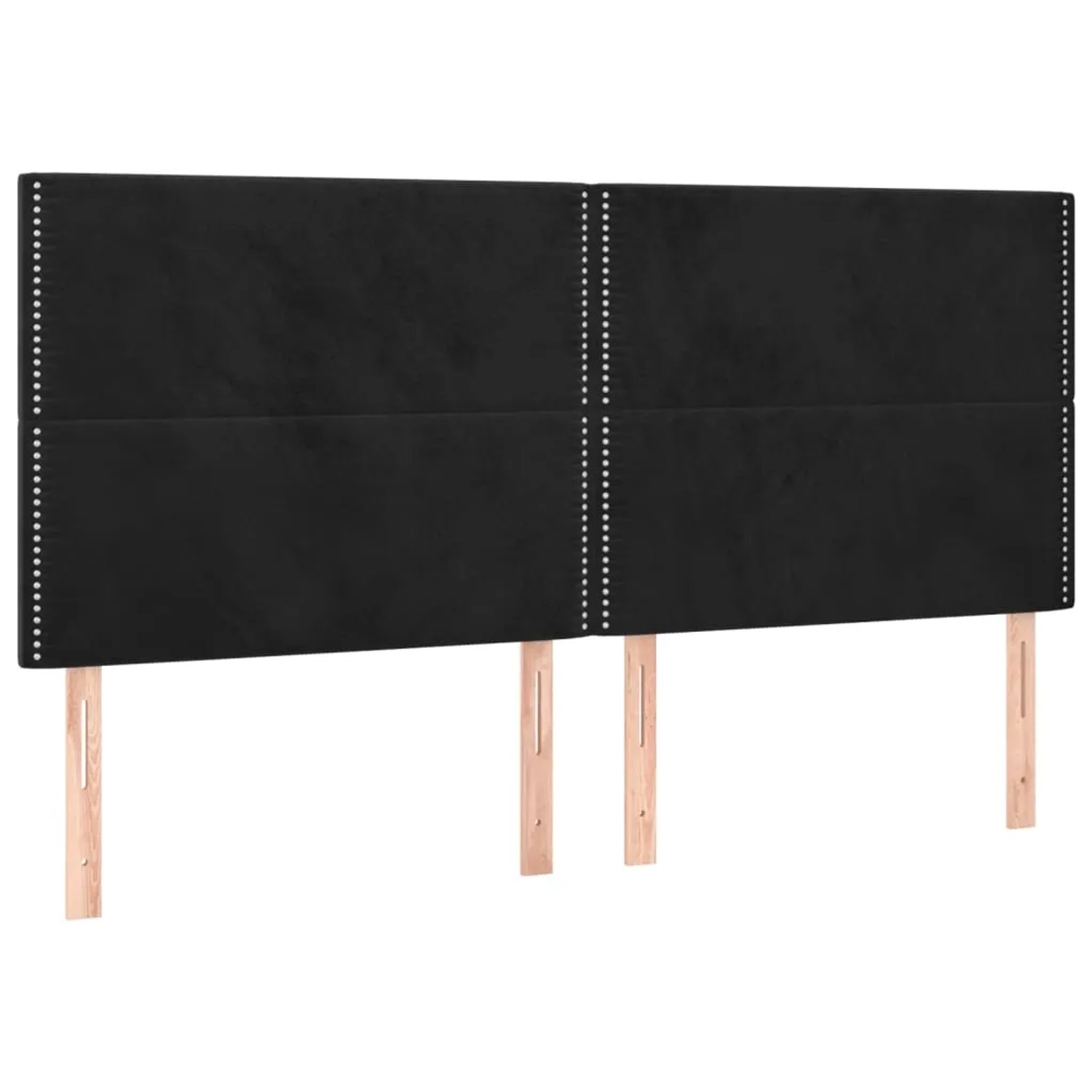Schwarzes vidaXL Boxspringbett mit Samtbezug, 180x200 cm. Bett mit Kopfteil und Holzfüßen.
