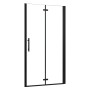 Schwarze AICA Falttür 100cm für Dusche mit ESG Glas und Nano-Beschichtung.