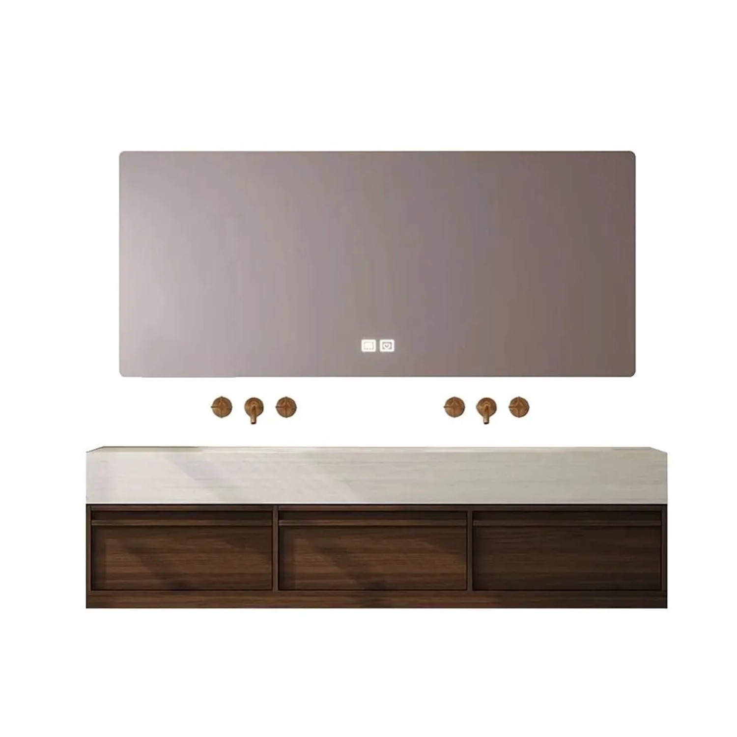 360Home Doppelwaschbecken Keramik 130 CM Mit LED Spiegel Und Schrank RW3318130BKK