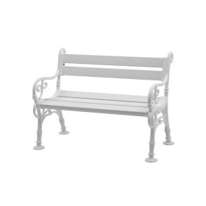 Weiße 2-Sitzer Gartenbank Curacao aus Kunststoff, wetterfest und UV-beständig.