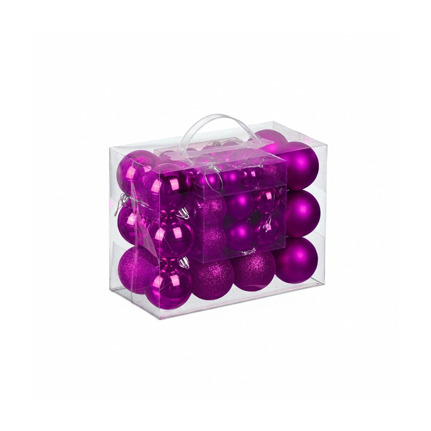 Relaxdays Weihnachtskugeln 50er Set Kunststoff Pink Bruchsicher Glitzernd Matt Glänzend 4 cm x 3 cm bis 7 cm x 6 cm 0.27 kg