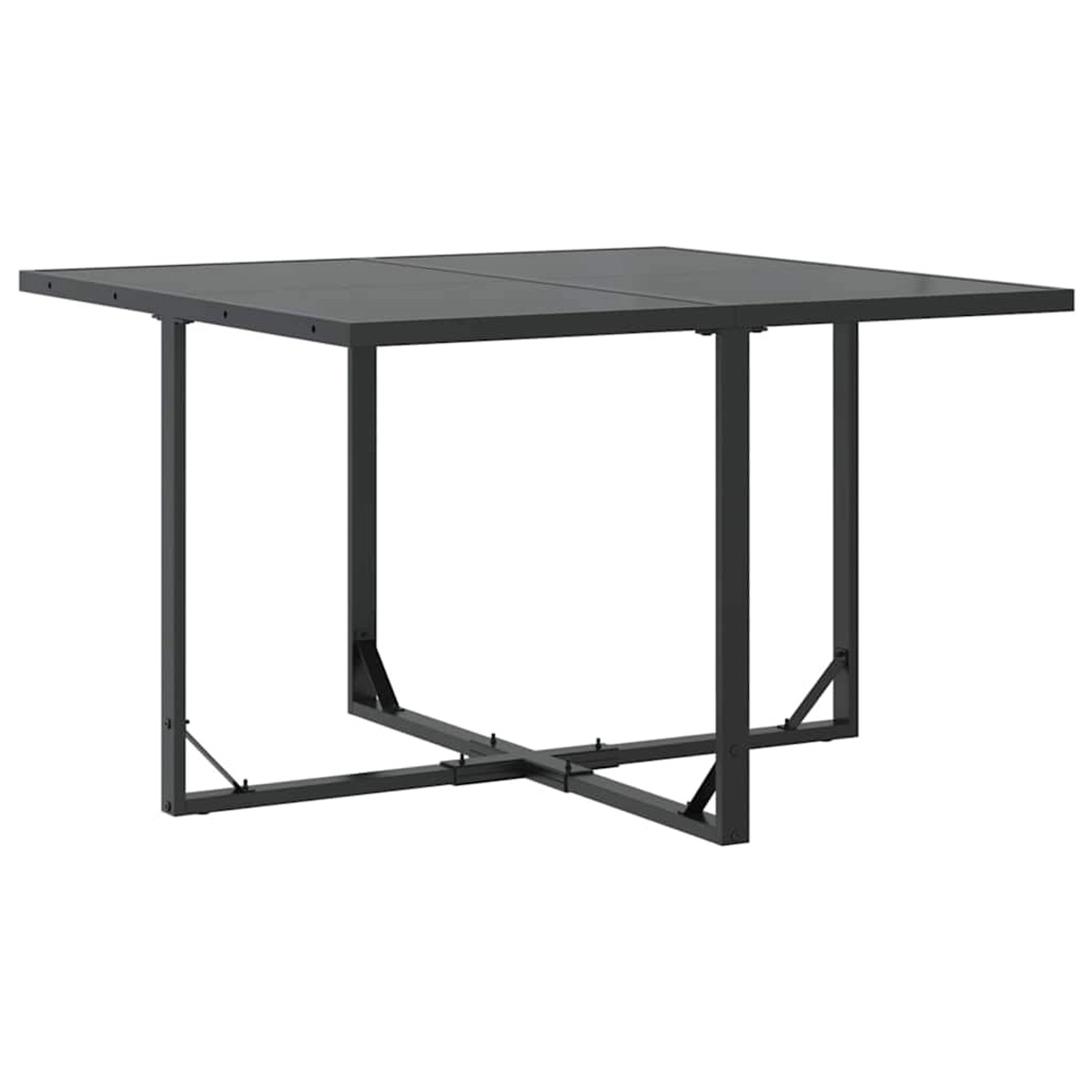 vidaXL Garten Essgruppe, 9-tlg., schwarz, Stahl. Gartentisch mit Stahlgestell.