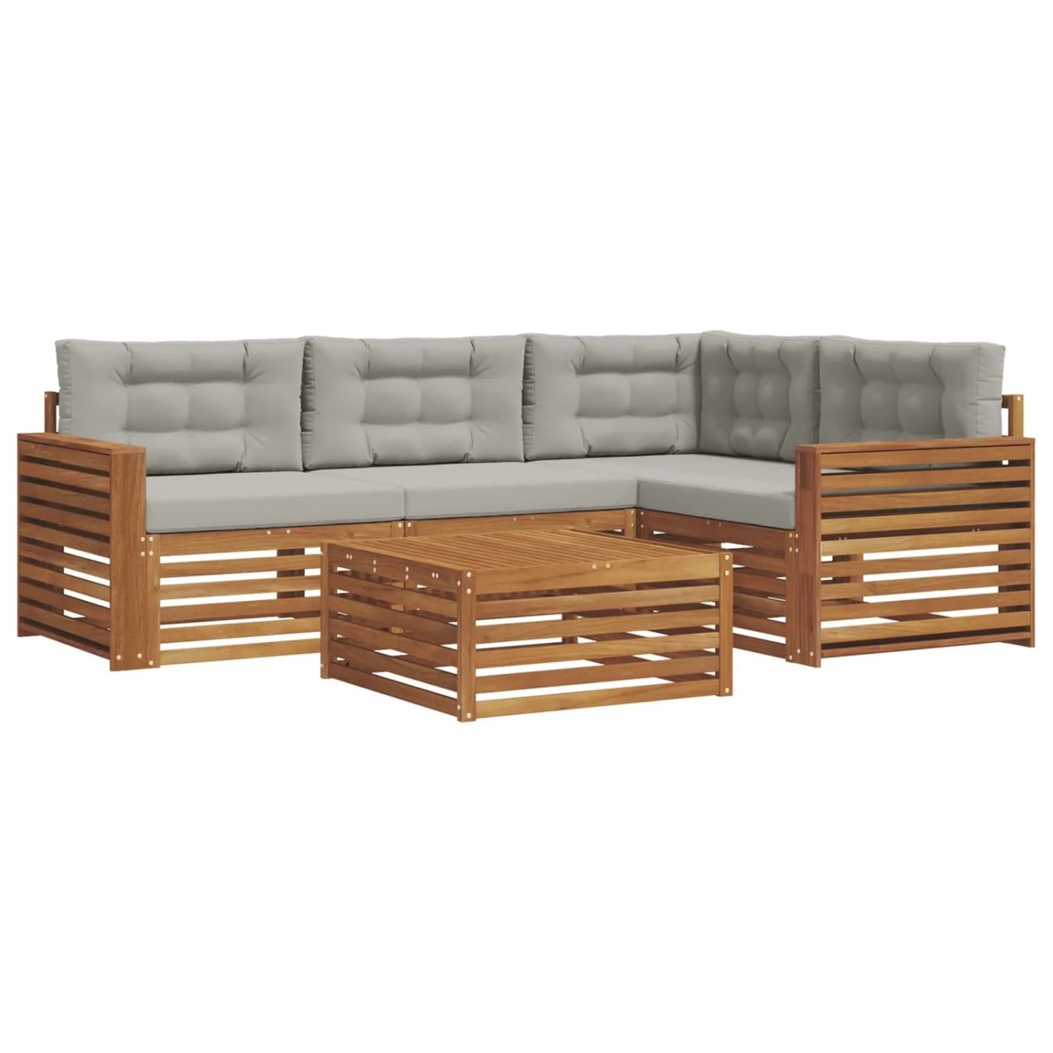 Thumbnail - vidaXL Outdoor-Sofagarnitur mit Kissen 5-Tlg Natur und Hellgrau 3373426