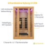 Artsauna Infrarotkabine Nyborg S120K aus Hemlockholz mit LED-Beleuchtung und Keramikstrahlern für 2 Personen.