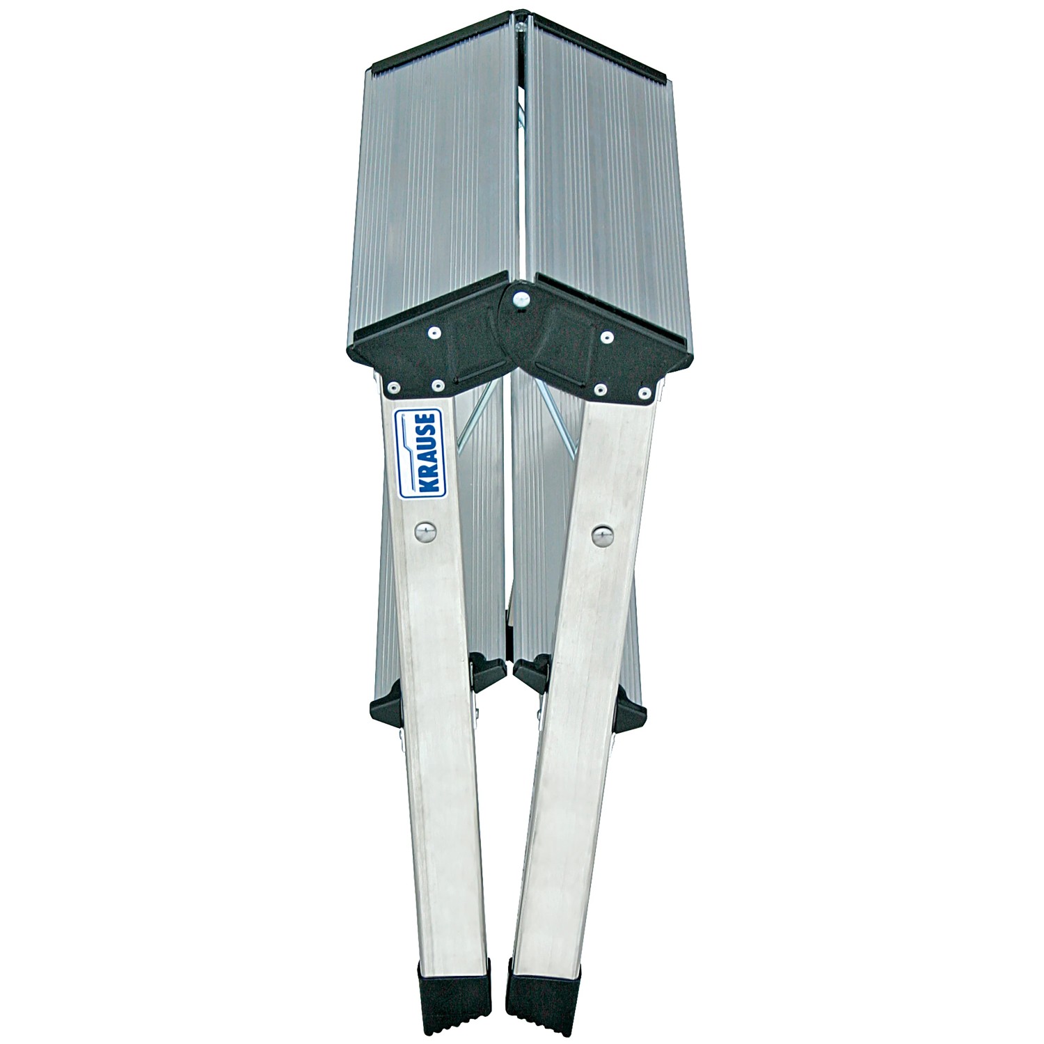 Krause Klapptritt Treppy, 2x2 Stufen, Aluminium, zusammengeklappt. Kompakte Leiter für den Haushalt.