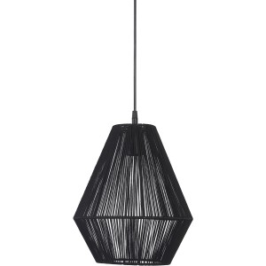 Schwarze PR Home Hängelampe Rio mit Textilfaden, E27, 28x28x167cm. Pendelleuchte für Wohnraum.