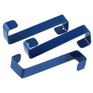 3 blaue Fackelmann Türhaken aus Stahl, ideal als Handtuchhalter.
