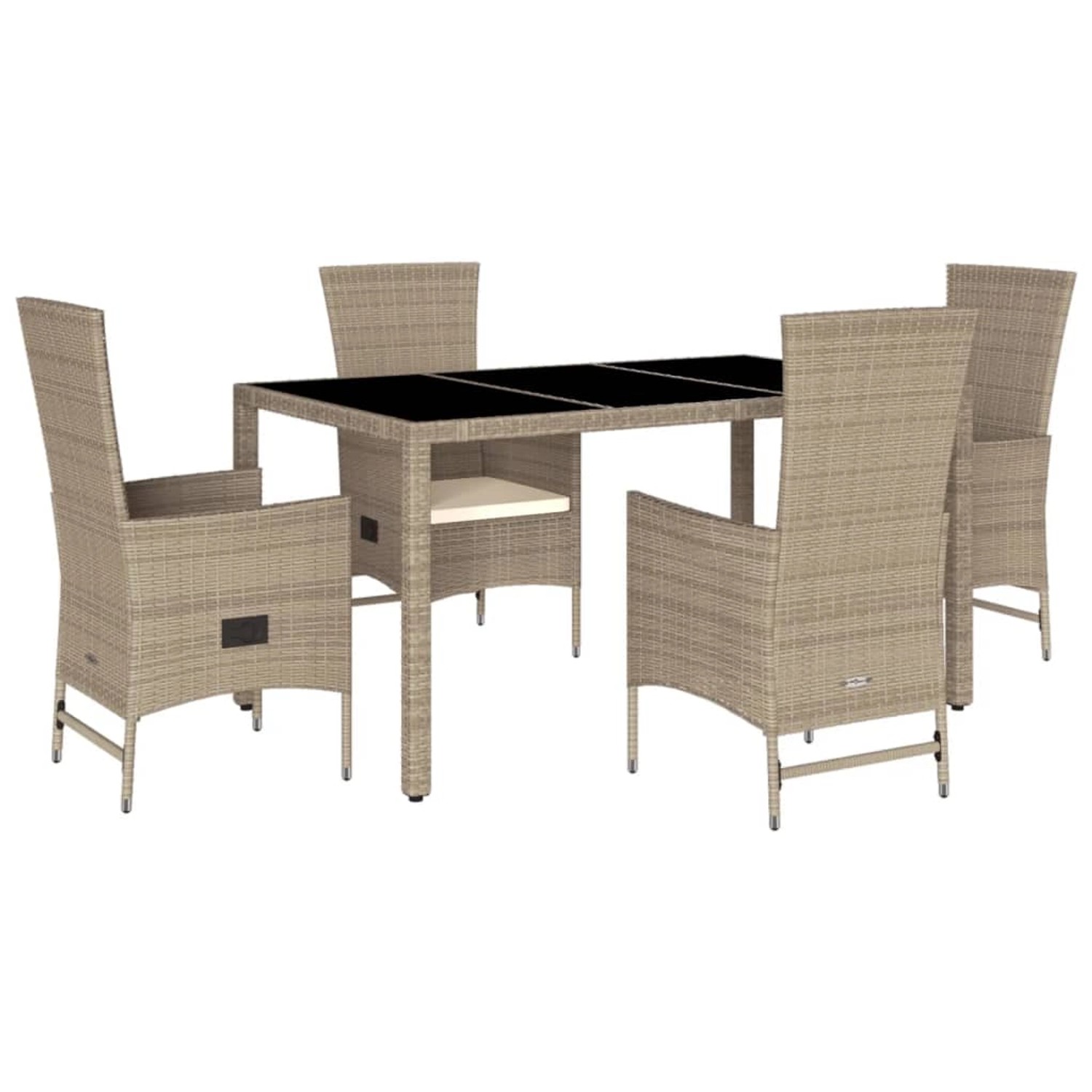 vidaXL 5-Tlg Garten-Essgruppe mit Kissen Beige Poly Rattan 3277573 günstig online kaufen