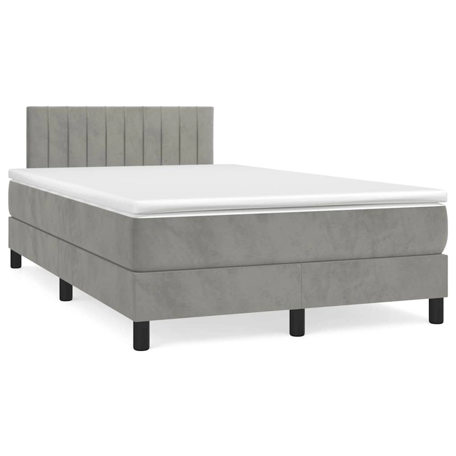 vidaXL Boxspringbett mit Matratze & LED Hellgrau 120x190 cm Samt 3270165 günstig online kaufen