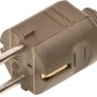 Brauner Schutzkontaktstecker für den Innenbereich, mit Knickschutz und verzinnten Kupferkontakten.