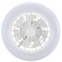 Weiße LED-Deckenleuchte Montero mit Ventilator, Ø 42 cm. Moderne Deckenlampe für Wohnräume.